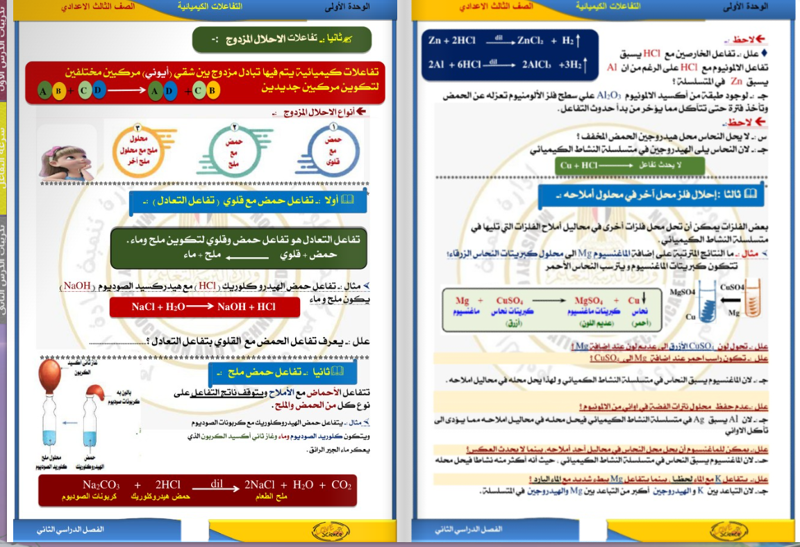 ملخص علوم للصف الثالث الإعدادي الترم الثاني 2025 pdf